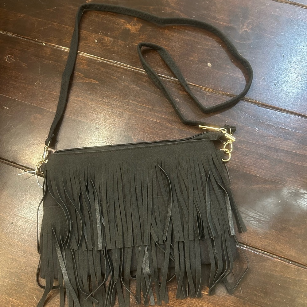 Western FUN Black Fringe Bag